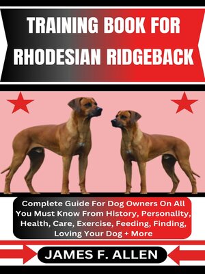 cover image of TRAINING BOOK FOR RHODESIAN RIDGEBACK